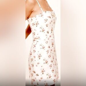 Reformation Ava 100% linen floral Mini dress in pink, green, cream color size 6